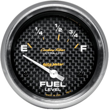 2-5/8" Carbon Fiber Electric Gauge Fuel Level (73 ohm Empty/