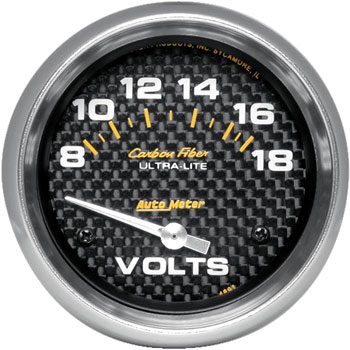 2-5/8" Carbon Fiber Electric Gauge Voltmeter 8-18 Volts